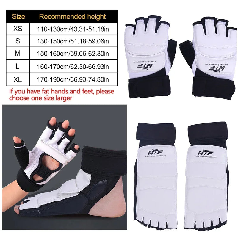 Set Guanti & Protezioni Piedi Taekwondo – Sparring Karate, MMA & Kickboxing (EVA Antiurto)