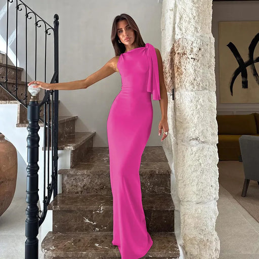Abito Lungo Donna Estate Aderente Sexy Y2K – Vestito Maxi Senza Maniche O-Collo Patchwork, Ideale per Party, Festival, Club e Serate Eleganti - Campeda
