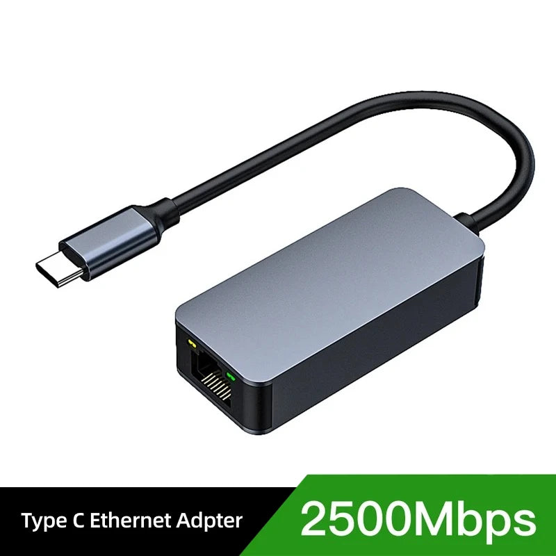 Adattatore Ethernet da tipo C a RJ45 2500Mbps USB 3.0 Scheda di rete RJ45 Cavo Internet Lan 100/1000/2500Mbps per PC portatile MacBook