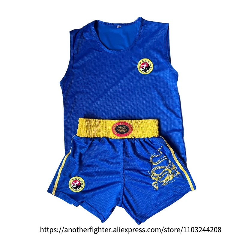 Gilet e pantaloncini da boxe Muay Thai Uomo Donna Bambino Sanda Wushu Arti - immagine 10
