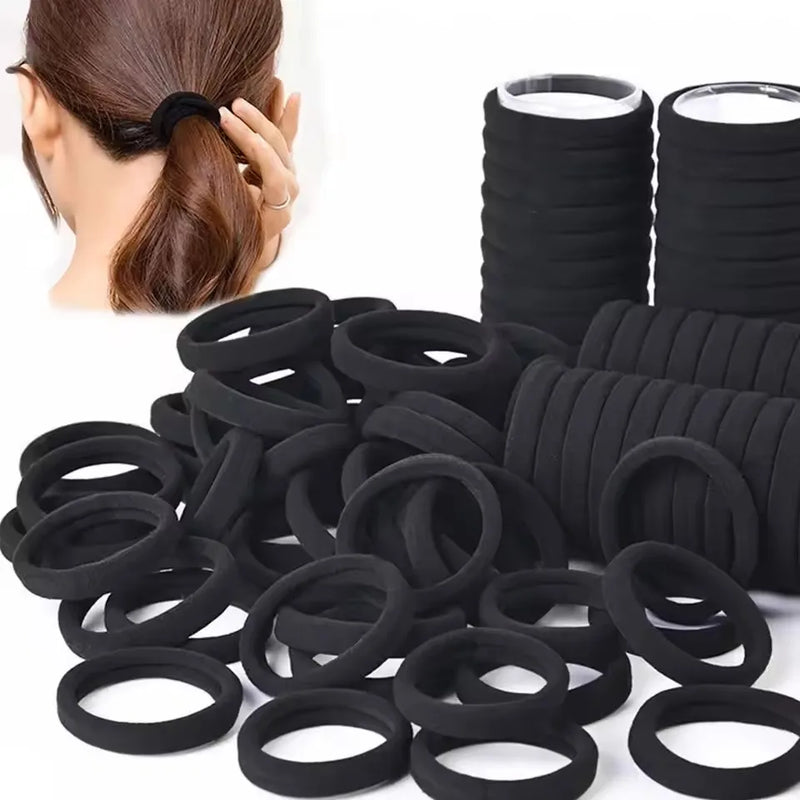 50/100 Pezzi Elastici Neri per Capelli Fasce Elastiche ad Alta Elasticità - immagine 2