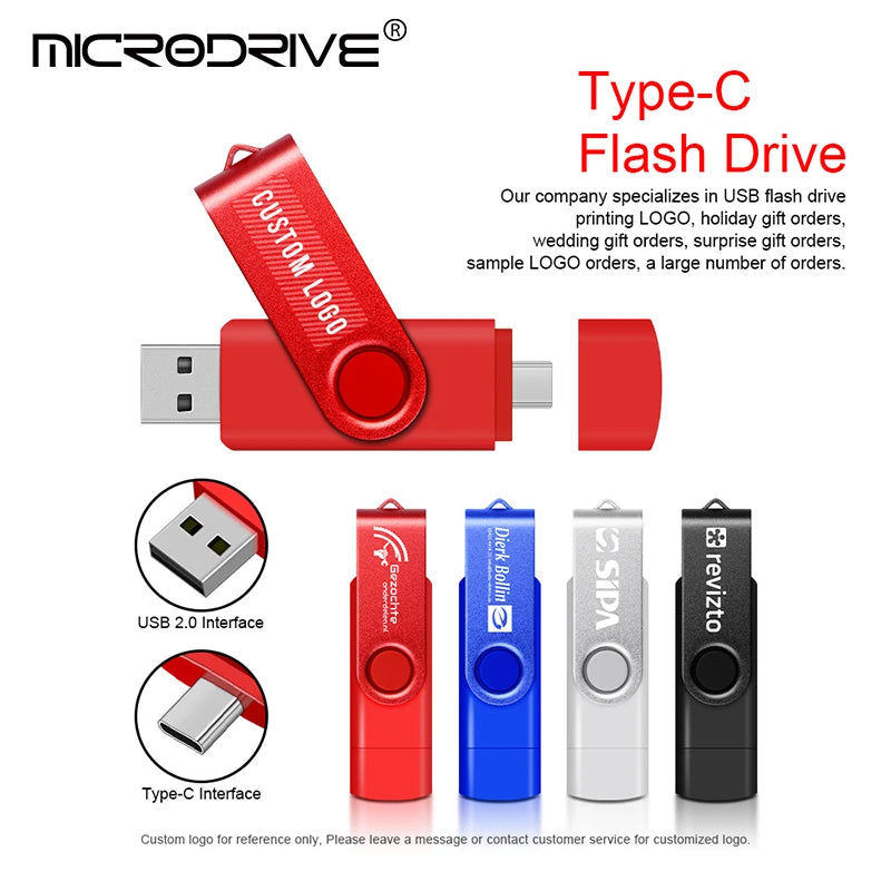 Chiavetta USB OTG 2 IN 1 di tipo C in metallo 128 GB Chiavetta USB 4 GB 8 GB 32 GB 64 GB 128 GB Cle USB Cle Chiavetta USB Memoria USB