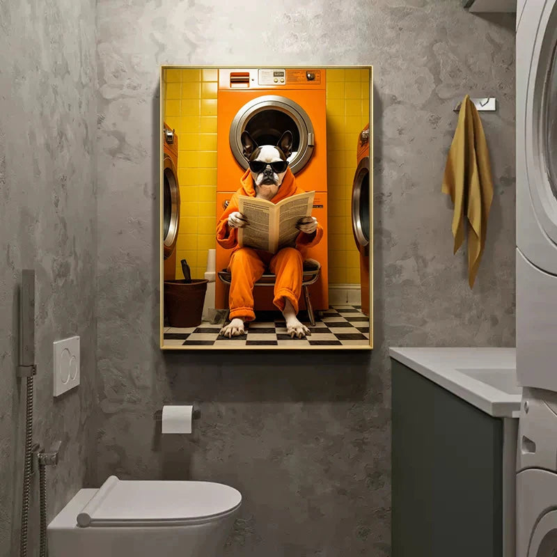 Scimpanzé Elefante Panda Animali Poster Stampa Divertente Arte Immagine da parete Pittura su tela per bagno Toilette Decorazioni per la casa Regalo