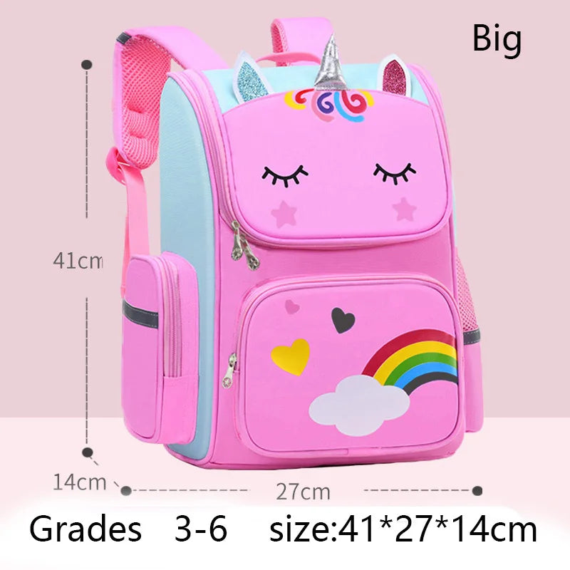 Zaino bambina unicorno impermeabile, zaino scuola ragazza con occhi arcobaleno, zaino viaggio leggero per bambine e adolescenti