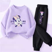 Primavera Autunno Stile Set di abbigliamento per bambini Neonate O Collo Felpa - Purple Black-C1 100(1-2Y)