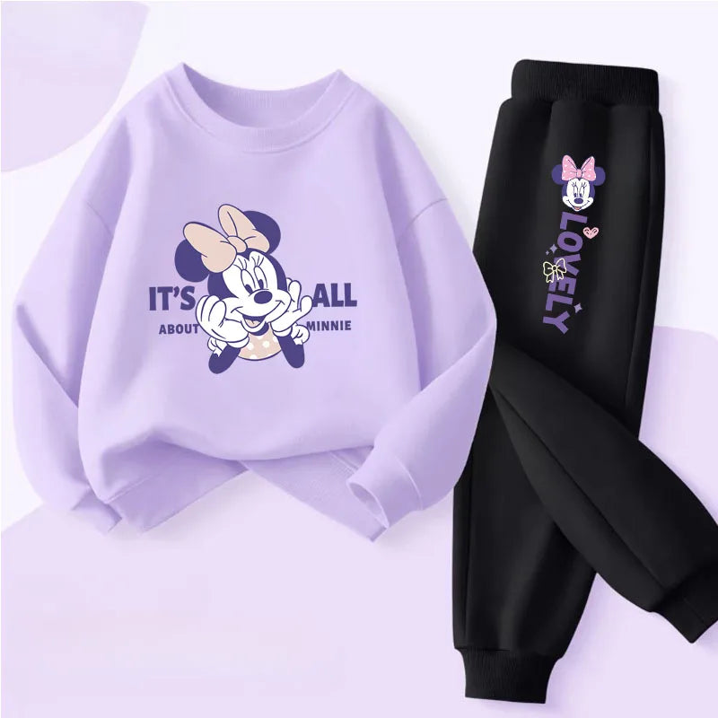 Primavera Autunno Stile Set di abbigliamento per bambini Neonate O Collo Felpa - Purple Black-C1 100(1-2Y)