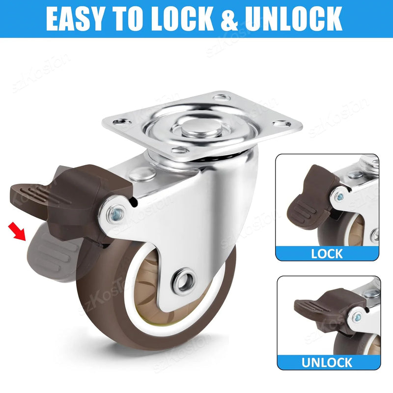 4 pz 1 1.25 1.5 2 Pollici Mobili Caster In Gomma Morbida Ruota - immagine 5