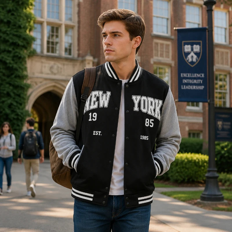 Giacche da Baseball Stile American College Abbigliamento Streetwear Uomo - immagine 2