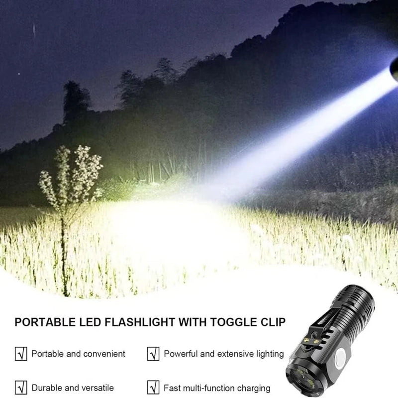 Torcia a LED a luce forte ricaricabile multifunzionale per luce a Clip portatile a lungo raggio per la casa all'aperto Mini torcia elettrica