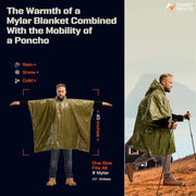 Impermeabile di emergenza Pellicola alluminio Poncho usa e getta Coperte antipioggia - immagine 5
