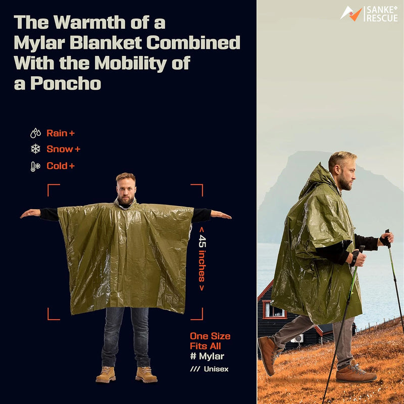 Impermeabile di emergenza Pellicola alluminio Poncho usa e getta Coperte antipioggia - immagine 5
