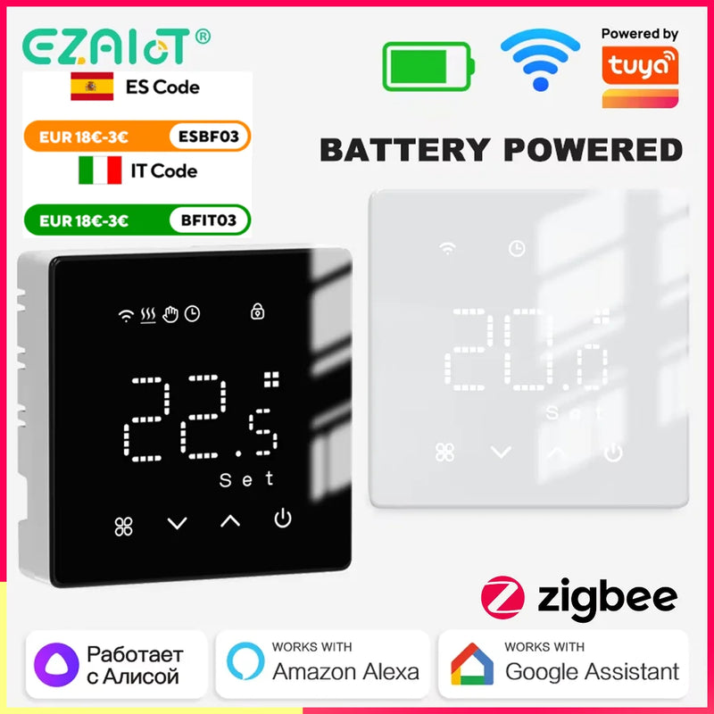 Termostato WiFi intelligente Zigbee Tuya Caldaia a gas acqua Alimentazione Regolatore di temperatura wireless alimentato a batteria Alexa Google Home Alice