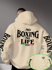 Felpa con Cappuccio da Uomo per Boxe Stampa Grafica sul Retro 'No Boxing - immagine 5