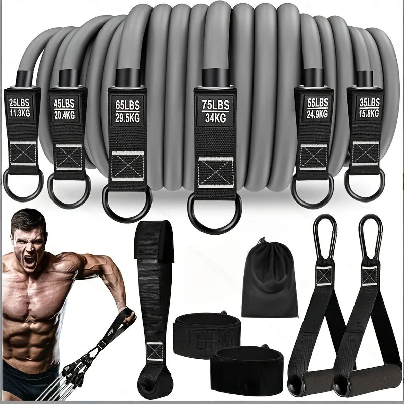Fascia di resistenza con maniglia: Utilizzata per allenamento muscolare - nero - immagine 2