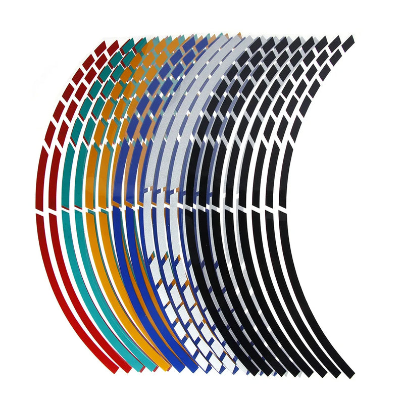 Strisce Riflettenti Cerchi Moto 17-18” – Set Adesivi Ruote 16 Pezzi, Nastro Styling Sicurezza 5 Colori per Moto, Bici e Auto - Campeda