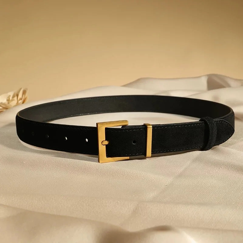Cintura di Lusso in Pelle Vacchetta per Donne - black B - immagine 7