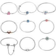 Bracciali in Argento Sterling 925 con Chiusura a Cuore e Catena Serpente