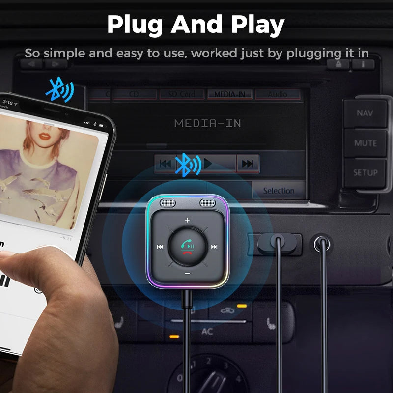Adattatore per auto Joyroom Bluetooth 6.0 AUX con doppio microfono potenziato e - immagine 6