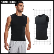 Canotta a compressione uomo SONECHOKI – maglia palestra senza maniche, traspirante e ad asciugatura rapida, fitness bodybuilding - Campeda