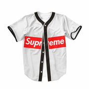 Maglia da Baseball Bianca Stile Supreme con Stampa 3D Unisex Casual Streetwear a