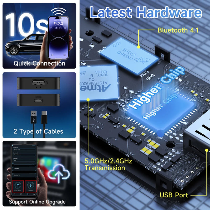 CarlinKit 5.0 Adattatore da Cablato a Wireless per Android Auto - immagine 4
