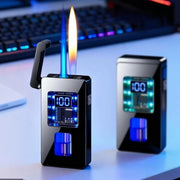Accendino a Doppia Fiamma Intelligente di Stile Antivento in Metallo