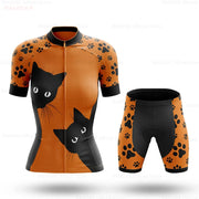 Set Maglia Ciclismo Donna Gatto Cartone Animato Divertente Estivo Abbigliamento Bici - cycling set 1 S - immagine 7
