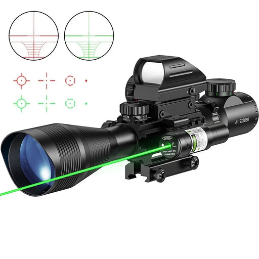 Mirino tattico 4-12x50 con reticolo illuminato e telemetro