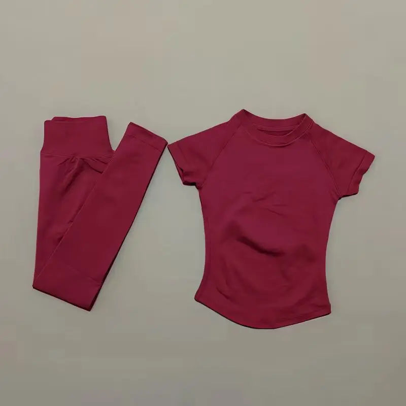 Set fitness donna 2 pezzi Histello – top attillato e leggings a costine seamless per yoga, palestra e allenamento - Campeda