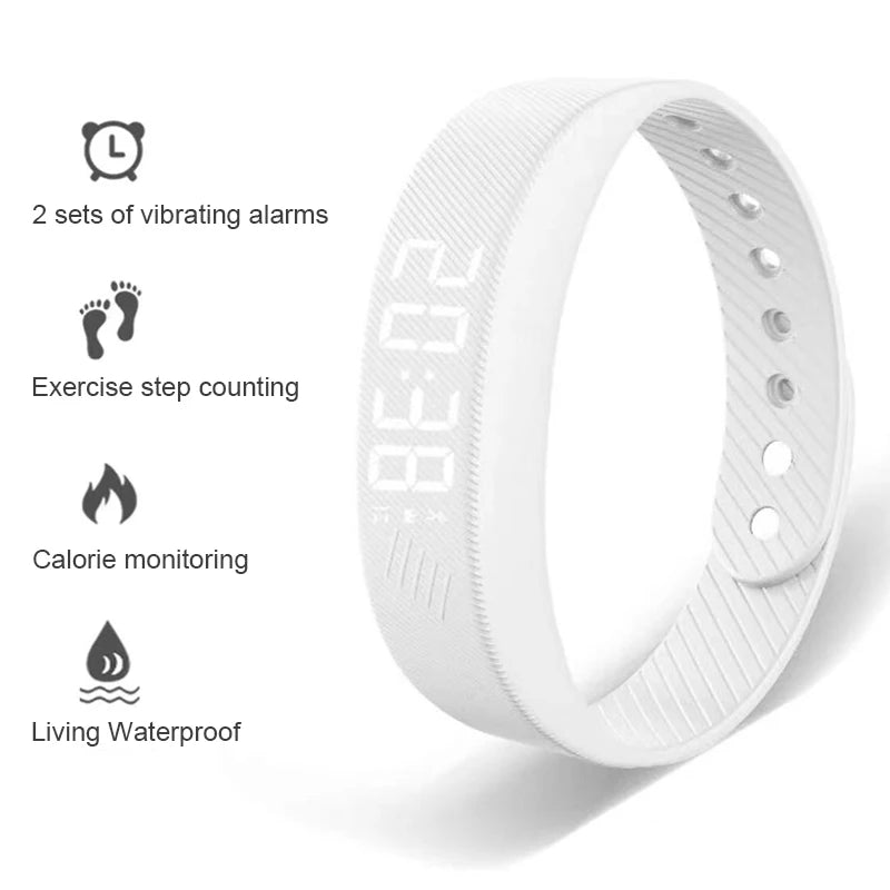 Smartband LED Fitness – Braccialetto Contapassi Impermeabile con Sveglia a Vibrazione