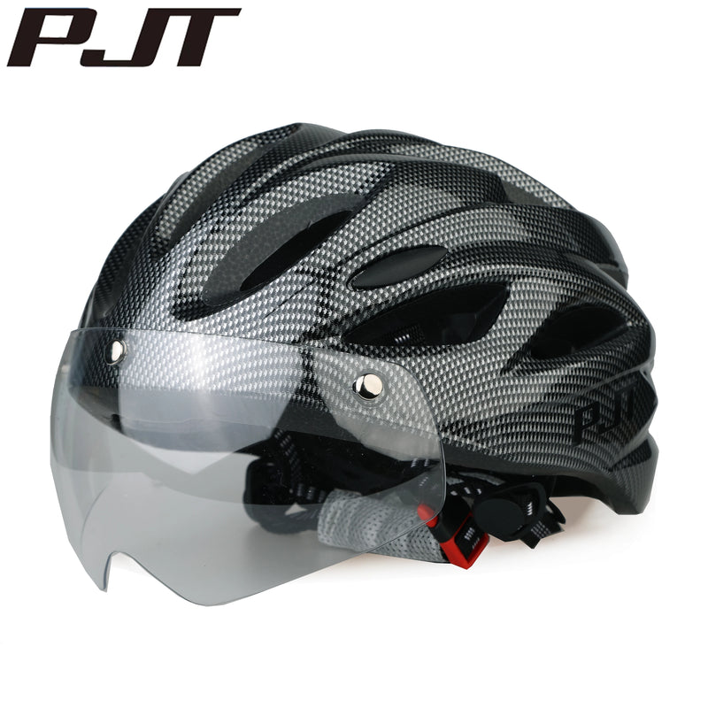 Casco Ciclismo PJT con Occhiali Magnetici – MTB e Strada Ultraleggero con Visiera Rimovibile