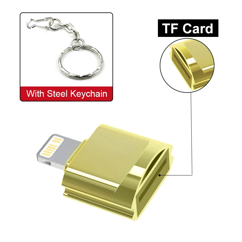 Convertitore lettore di schede Micro SD TF per iPhone 13 12 Pro OTG - gold - immagine 3