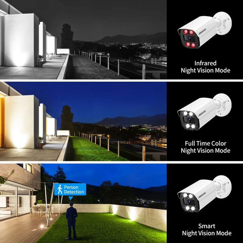 ASECAM 4K 8MP Telecamera IP CCTV esterna POE Audio H.265 Onvif AI Rilevazione
