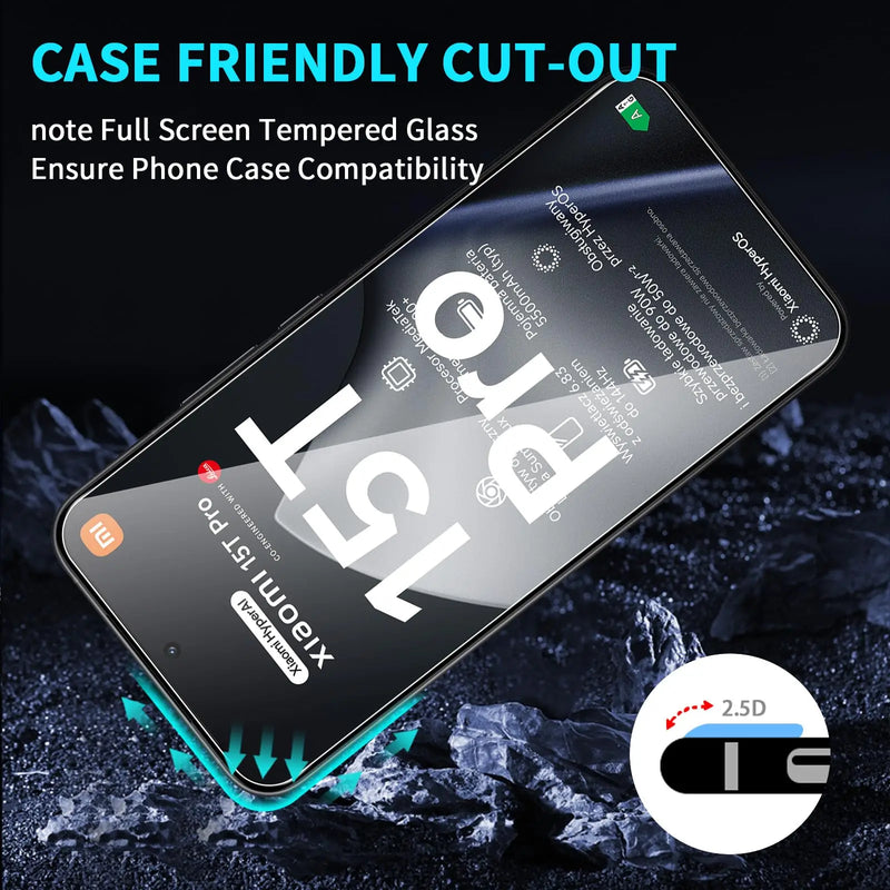 Proteggi schermo per Xiaomi 15T Pro Vetro temperato HD 9H Custodia trasparente antigraffio