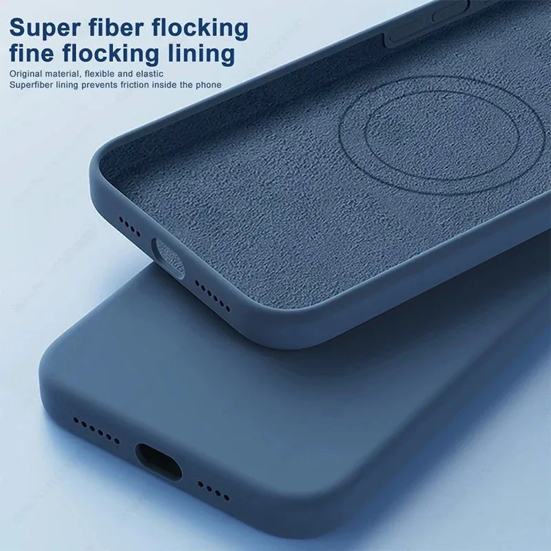 Nuovo per custodia per telefono in Silicone liquido for Magsafe per for iPhone 16 15 13 14 11 12 Pro Max 16 15 Plus Cover morbida con ricarica Wireless magnetica