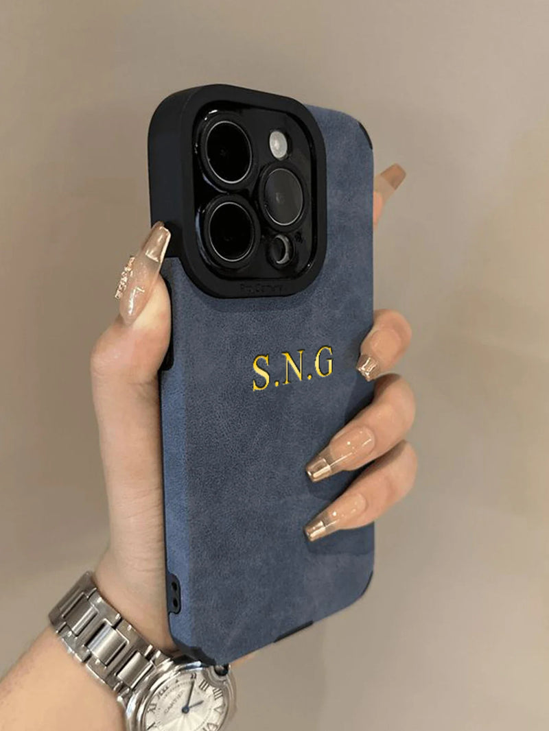 Custodia con nome iniziali personalizzate personalizzate in pelle di agnello di lusso per iPhone 17 16 15 14 13 12 11 Pro Max 17 Air Soft Cover