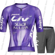 Completo Ciclismo Donna Jayco Alula Maglia a Maniche Corte e Salopette Bici da - immagine 8