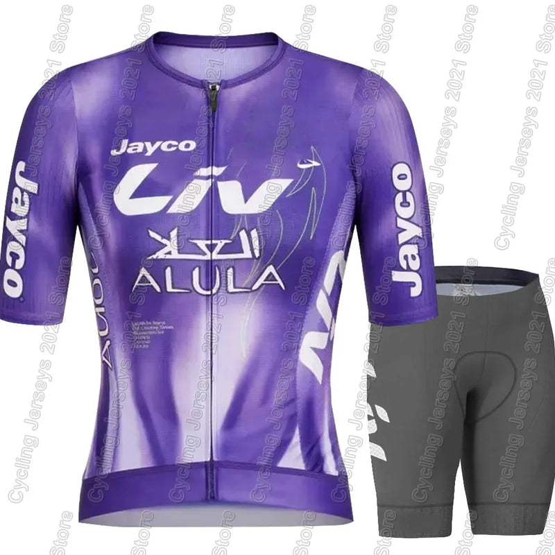 Completo Ciclismo Donna Jayco Alula Maglia a Maniche Corte e Salopette Bici da - women set 3 XXS - immagine 31