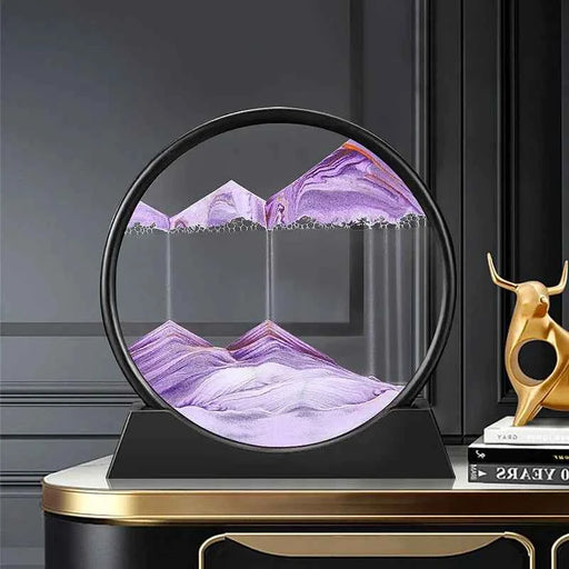 Immagine di arte della sabbia in movimento 3D Vetro rotondo Paesaggio marino profondo Clessidra Sabbie mobili Mestiere che scorre Pittura di sabbia Ufficio Decorazioni per la casa Regalo