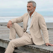 Completo da uomo in lino casual due pezzi per spiaggia