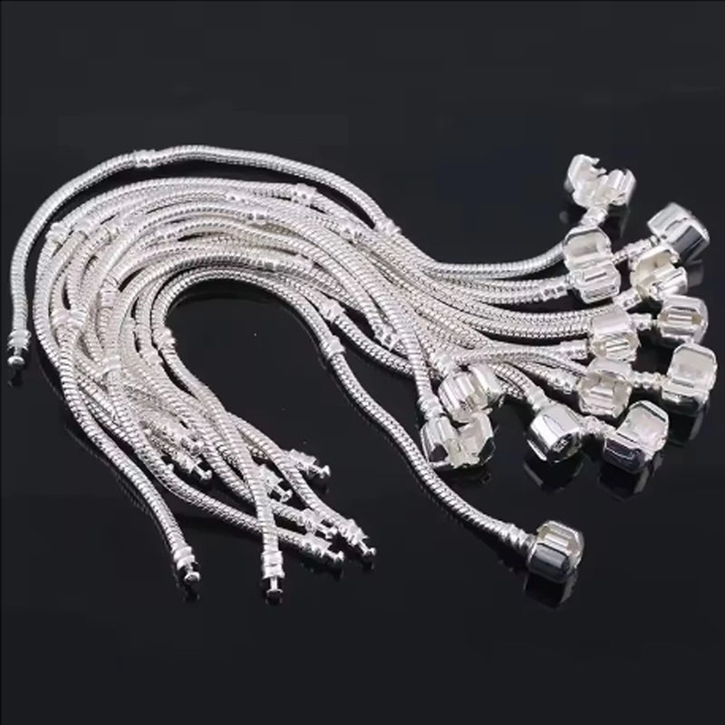 Bracciali in Argento Sterling 925 con Chiusura a Cuore e Catena Serpente - immagine 5