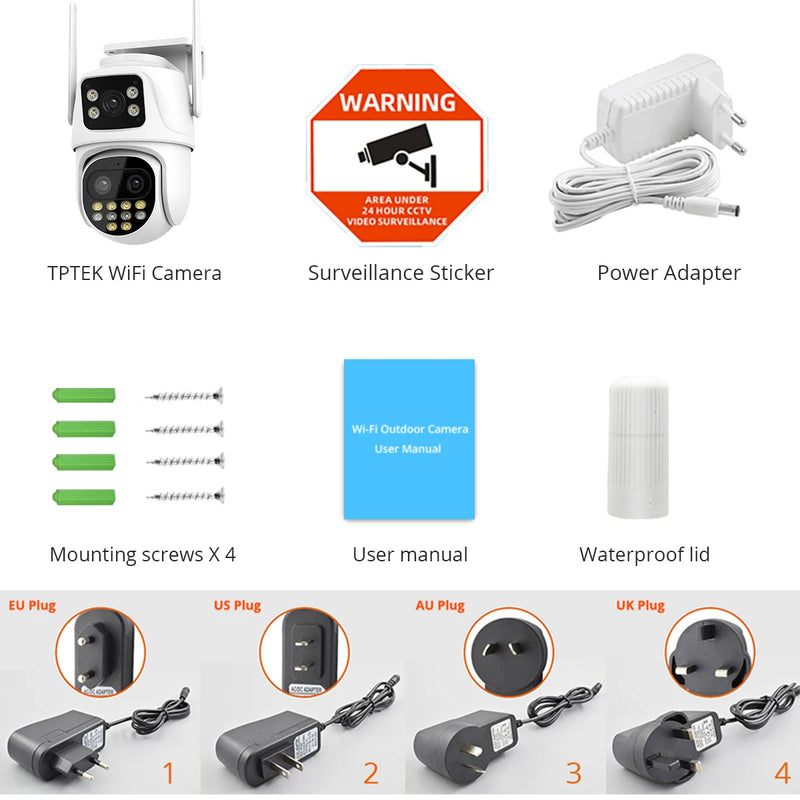 Telecamera IP WIFI da 9 MP Schermo doppio a tre obiettivi con zoom 8X Telecamera PTZ da 6 MP Ai Telecamera di videosorveglianza di sicurezza con tracciamento automatico iCSee