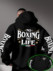 Felpa con Cappuccio da Uomo per Boxe Stampa Grafica sul Retro 'No Boxing - immagine 8