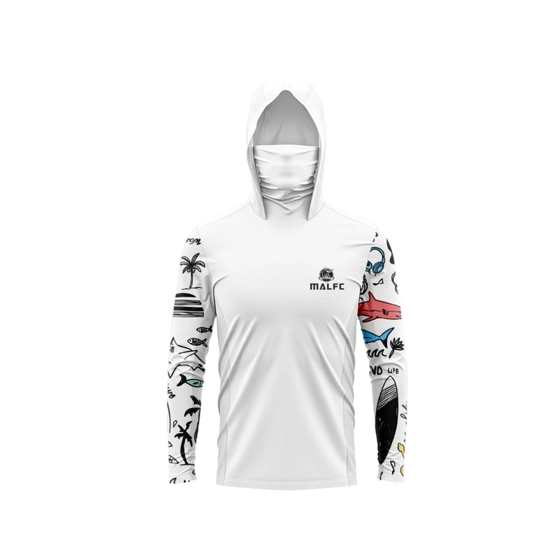 MALFC Camicia da pesca con cappuccio uomo maglietta a maniche lunghe protezione UV - immagine 11