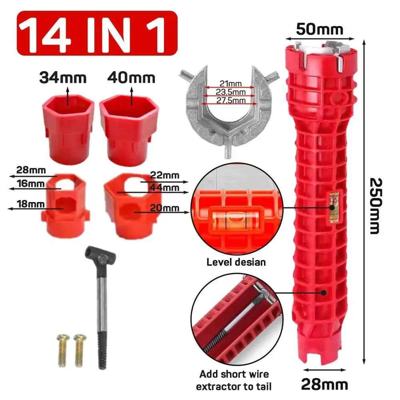14 in 1 rubinetto lavello chiave strumento di riparazione maniglia doppia testa chiave inglese strumento installazione riparazione installazione utensili manuali