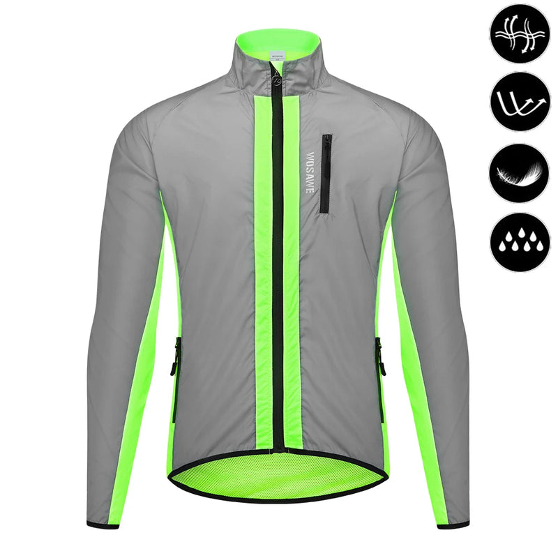 WOSAWE Giacca da ciclismo riflettente Autunno inverno a vento bicicletta moto morbida - Green Jacket EU S (ASIA M) - immagine