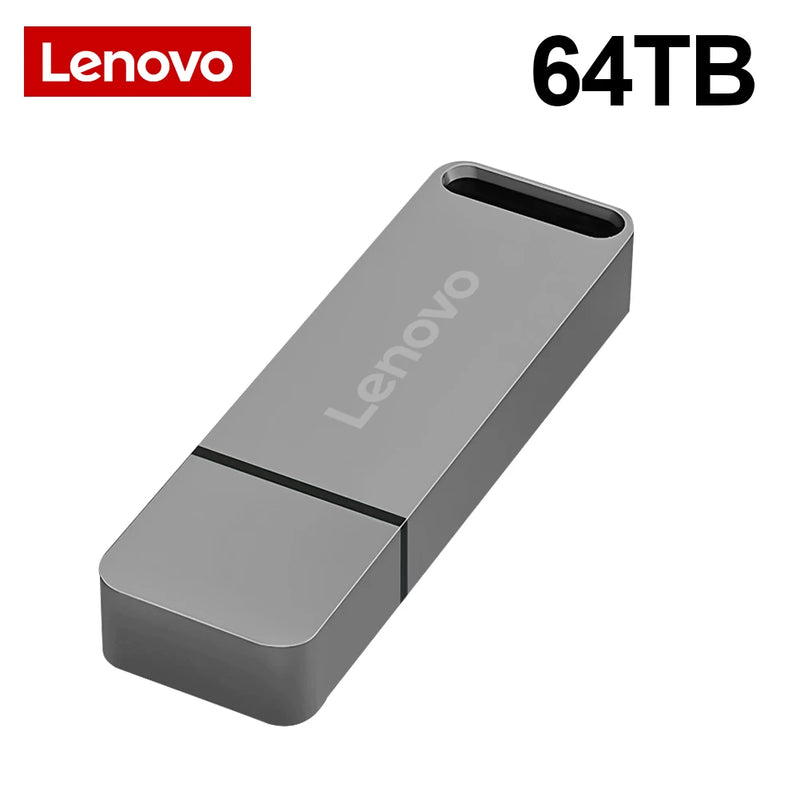 Lenovo Metal 64TB U Disk Flash Drive USB 3.0 Trasferimento di file ad alta velocità 16TB 8TB Stile meccanico impermeabile di grande capacità