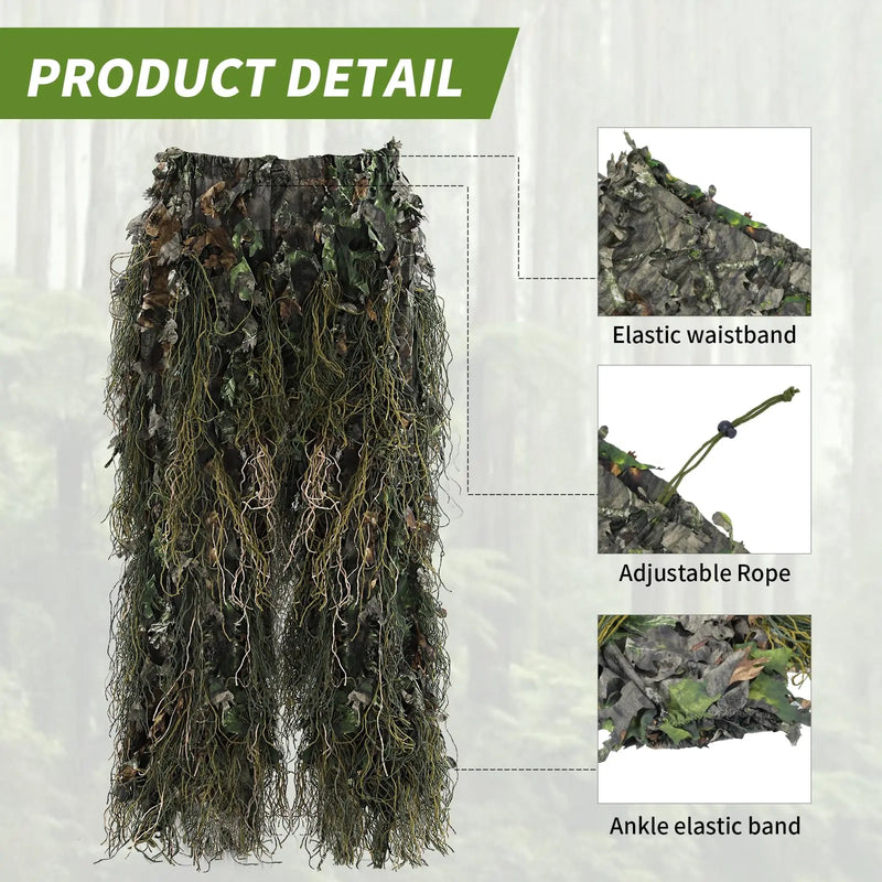 JOAXOR Ghillie Suit Tute da caccia mimetiche con foglie 3D - immagine 4