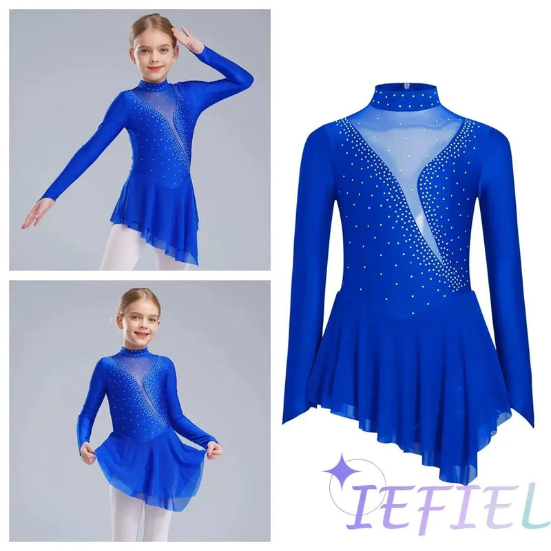 Ragazze Figura Pattinaggio su ghiaccio Vestito da balletto Palcoscenico Costume di