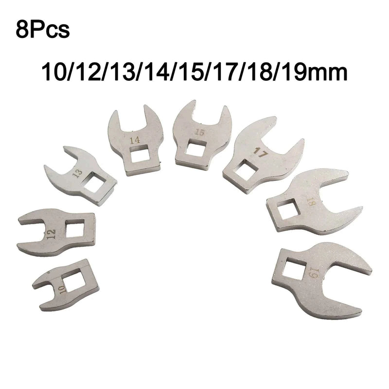 Chiave per piede di porco da 8 pezzi da 3/8 pollici Chiave per piede aperto da 10 a 19 mm Chiave per strumento hardware metrico